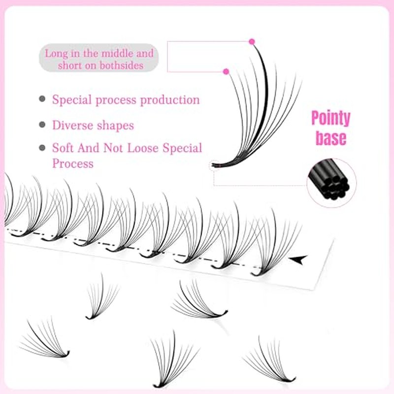 CoMango Wispy Premade Fans Eyelash Extensions 5D 7D 9D Spikes Lash Fans C/D Curly Pointy Stem Volume Lashes Extensions 0.07mm Thin Base Handmade Lash Extensions (black, 300fans-5D-C-Mix8-15mm)