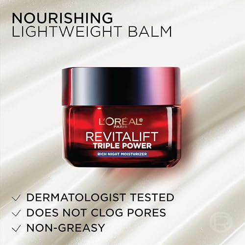 Revitalift Triple Power Night Cream - Anti-Aging Moisturizer with Glycolic Acid & Hyaluronic Acid, 2.55 oz