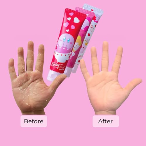 Kirby 3EA Cute Hand Cream for Women, Small Hand Cream Travel Size for Dry Cracked Hands with Sunflower, Rose& Camellia, Mini Hand Lotion for Dry Skin from Japan| Black Tea, Peach Tea, Milk Tea