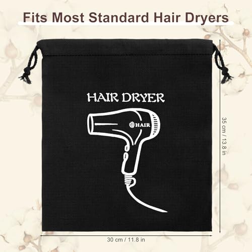 Hair Dryer Storage Bags Bulk 16 Pack Drawstring Pouches - Black