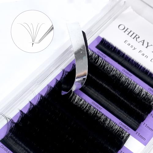 Ohiray Cashmere Eyelash Extensions,3D 5D 6D 7D 10D Easy Fans 8-20mm Length Single and Mixed, Pesta?as Lash Trays Supplies for Lash Tech,Matte&Fluffy (8-16mm-CC-0.05)