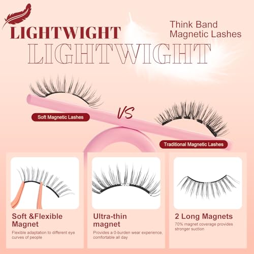 Magnetic Eyelashes Natural Look Reusable False Lashes with Applicator