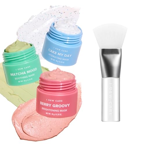 Mini Face Mask & Silicone Brush Set - Brightening, Hydrating & Soothing Skincare Trio