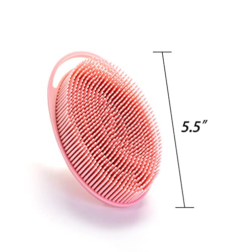 Premium Sensory Brushes for Kids or Autism,Soft Silicone Body Scrubber,2 in 1 Sensory Room Occupational Therapy,Silicone Loofah,Pets Shower Brush Bath Brush Shampoo Brush (3pcs(hangable-Oval))
