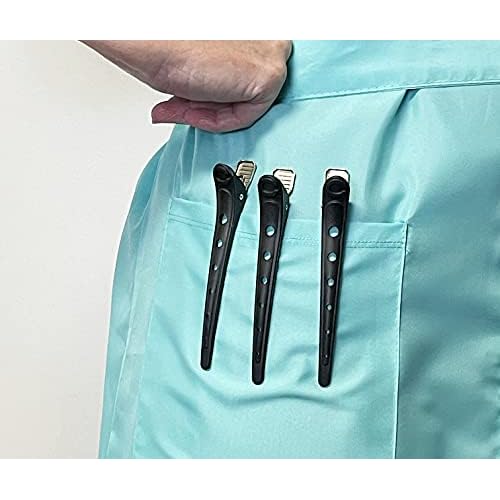 Cricket Professional Salon Carbon Hair Clips - Heat Resistant, Anti-Static, Non-Slip, Lightweight, Unbreakable, Sturdy Stainless Steel Spring Grips - Black, 6-Pack