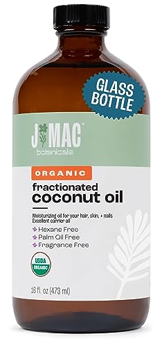 Organic Fractionated Coconut Oil 16 Fl Oz Glass Bottle - Carrier & Moisturizer