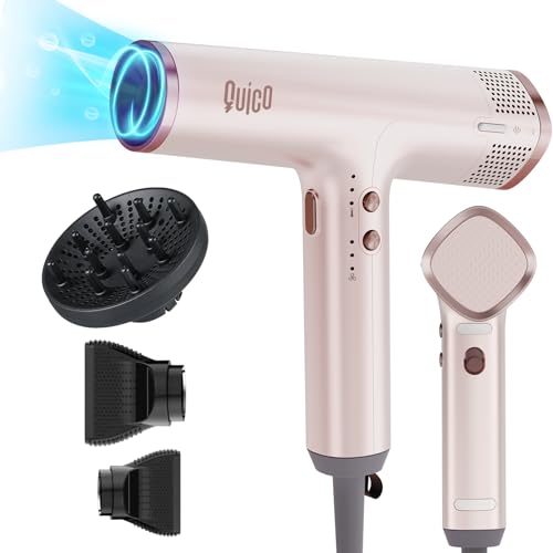 Pink Quico High-Speed 1875W Hair Dryer with Diffuser - 110,000 RPM BLDC Motor