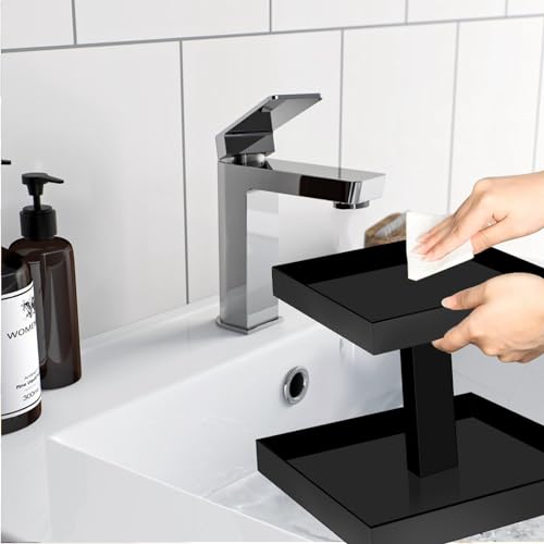 Black Perfume Organizer for Men - 2 Tier Acrylic Cologne Rack Vanity