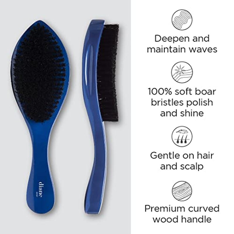 Diane Prestige 100% Soft Boar Bristle Curved Oval Wave Brush, D1707