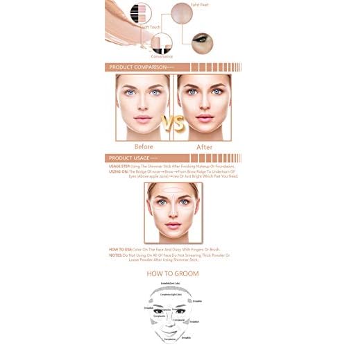 FantasyDay Illuminator Face Highlighter Makeup Sticks Pearl Shimmer Whitening Cream Shimmer Contouring Stick Foundation Stick Face Eye Nose Concealer Pen #2
