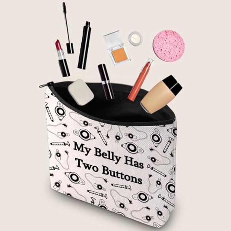 JXGZSO G tube Cosmetic Pouch Feeding Tube Awareness Gifts My Belly Has Two Buttons Makeup Bag After Surgery Recovery Gifts G tubes Gift