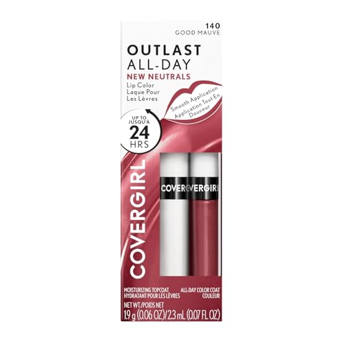 Covergirl Outlast All-Day Lip Color with Moisturizing Topcoat, New Neutrals Shade Collection, Good Mauve, Pack of 1