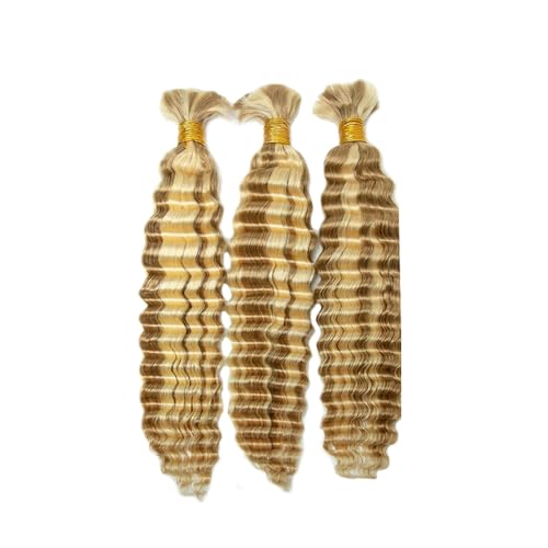 Blonde Human Braiding Hair P27/613 Deep Wave 3 Bundles 12 Inch Variation of P27/613 D / 12 12 12 Inch
