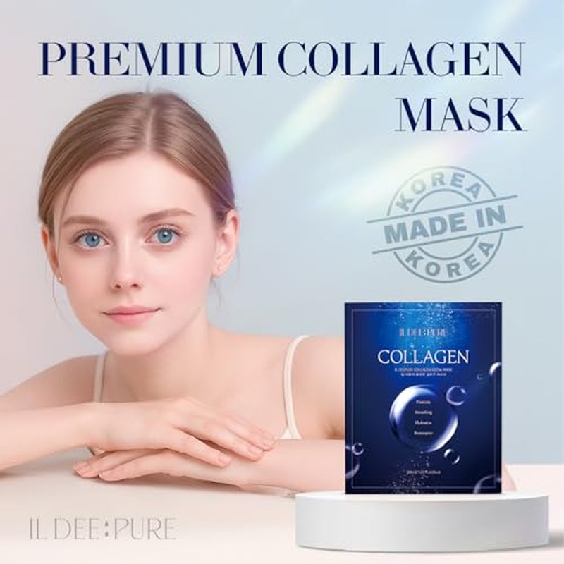 IL Deepure -Collagen Real Glow Mask, Hydrating Cocount Sheet Hydrogel Mask, Pore Minimizing, Elasticity, Plumping Improvement, Korean Skincare, Stocking Stuffers for Teen Girls | 1.01oz(30g) x 5ea