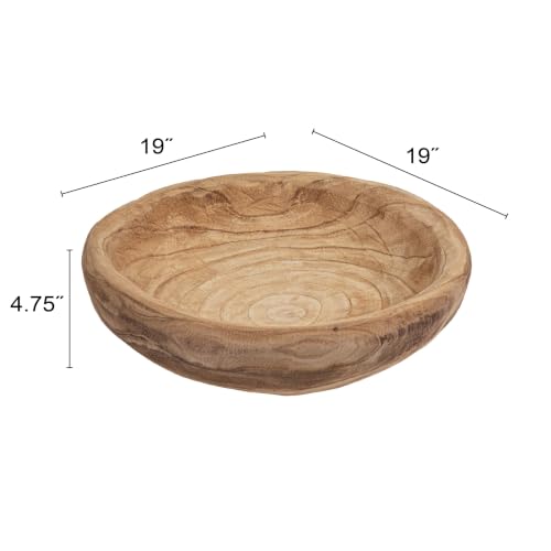Natural Finish Wooden Bowl - Handmade Paulownia Accent for Decor