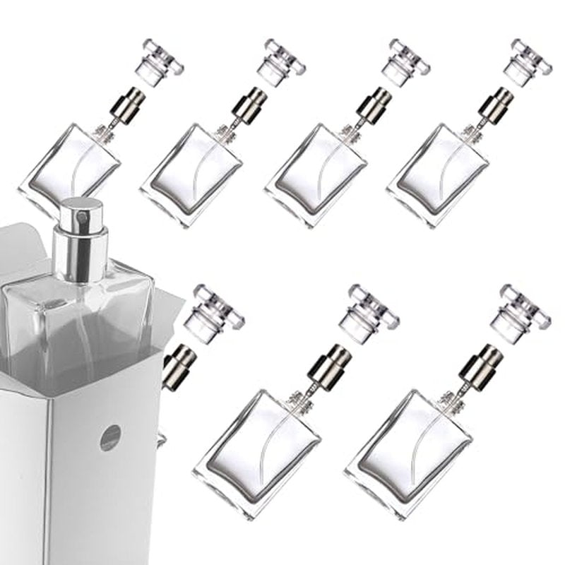 Empty Glass Perfume Bottle, Mini Portable Square 30ml Transparent Refillable Liquid Perfume Bottle for Eau De Toilette, Glass Perfume Bottles for Women- 8 Pack (Clear)
