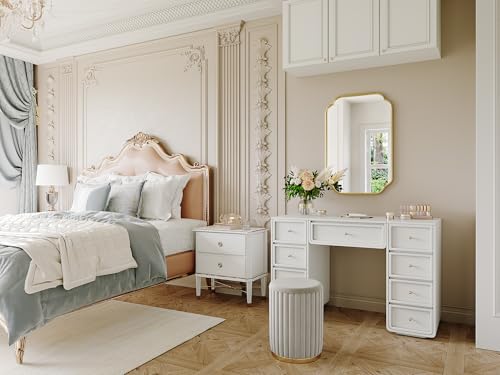 Wiserset Gold 30" x 20" Scalloped Mirror Wall Decor for Bathroom & Living Room