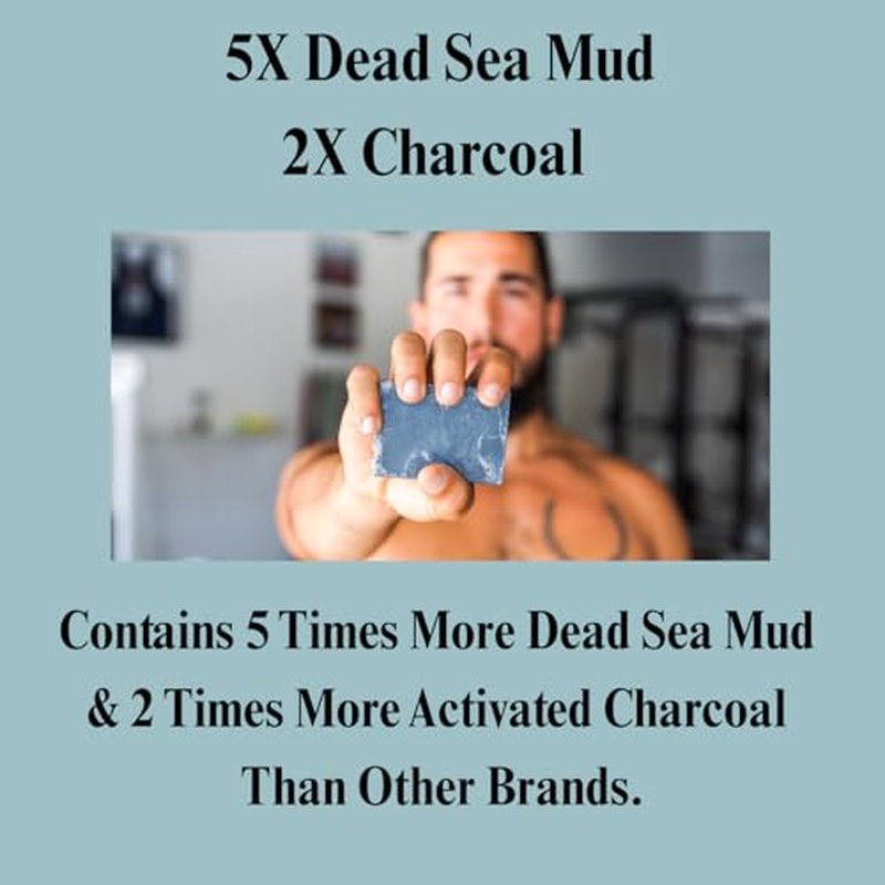 Aspen Kay Naturals Dead Sea Mud and Charcoal Soap Bar. With Organic Shea Butter & Pure Essential Oils. Charcoal Face Wash for Men, Women & Teens. (6 pack)