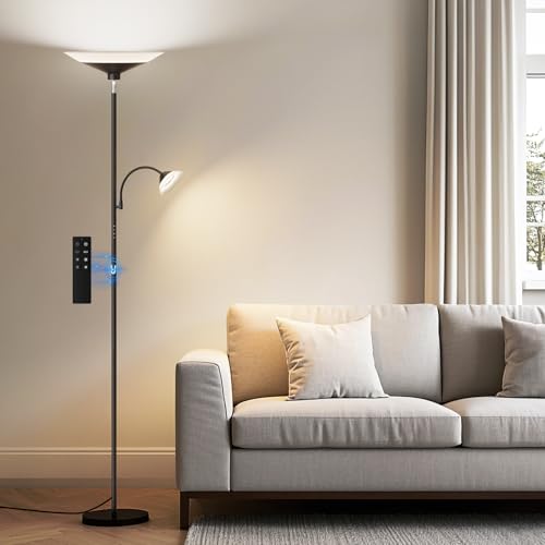 SIBRILLE Black 2-in-1 Dimmable Floor Lamp with Remote & Touch Control