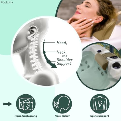 2 Pack Beige Spa Pillow - Adjustable Hot Tub Headrest with Weighted Support