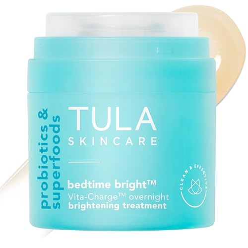 TULA Skin Care Bedtime - Bright Vita-Charge¢â Overnight Brightening Treatment, Vitamin C & Niacinamide help Even Skin Tone & Texture, 1.7fl oz