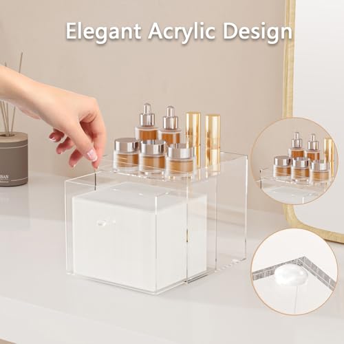 Disposable Face Towels Holder For Clean Skin Club£¬Acrylic Face Towels Container Drawer, Custom Made Holder For Home And Makeup Organization (Towels Not Included)