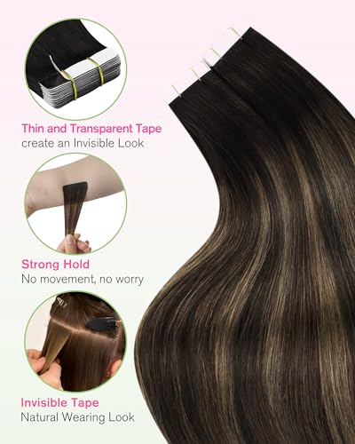 YoungSee Tape-In Hair Extensions 20 Inch for Wedding - Variation #Tape-A-#2/2/6