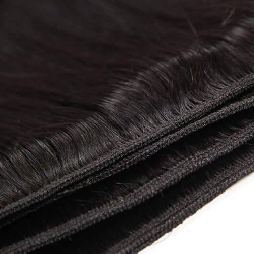 Black Human Hair Bundles 20 Inch Straight Virgin Brazilian Hair Extension - #1B, Double Weft