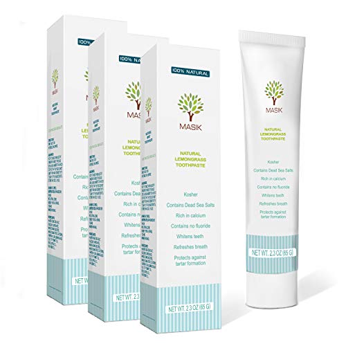 Natural Sensitive Toothpaste with Dead Sea Salt - SLS-Free, Fluoride-Free, Pack of 3