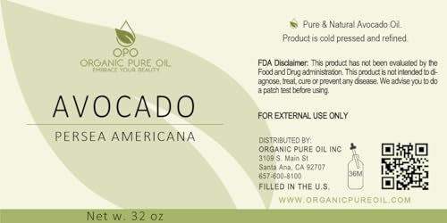 Avocado Oil - Pure, Refined, Filtered, Vegan, Non-GMO, 32 Fl Oz - Moisturizing Skin & Hair Oil