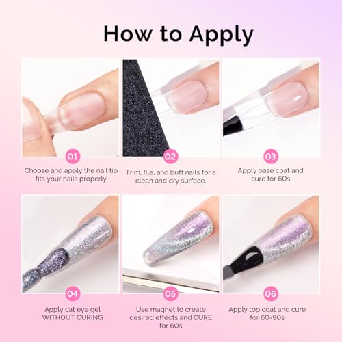 MelodySusie Glitter Cat Eye Gel Nail Polish Set 6 PCS, 15ml 0.5 Fl Oz Holographic Magnetic Nail Polish with Magnet, UV Nail Polish for Nail Art Manicure Salon DIY at Home
