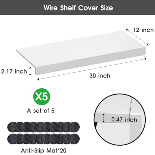Wire Shelf Covers 30 x 12 Inch Wood Set of 5 for Pantry Shelving - Modern Style
