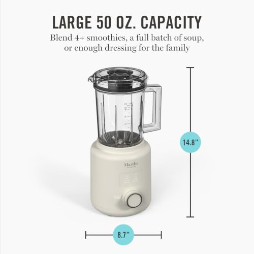 Countertop Blender 50oz with 3 Speeds & 5 Presets - Linen Cream - Martha Stewart