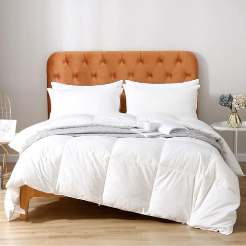 White Queen Medium Weight Down Comforter - All-Season Organic Duvet Insert