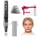 Microneedling Pen for Face - Adjustable 0.25mm Derma Roller Stylo Grey - Home Use