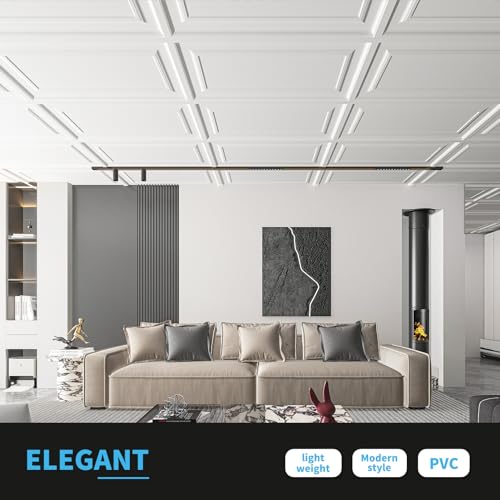 Art3d 3D Decorative Drop Ceiling Tiles - 24 x 48 Inches, White, 12-Pack