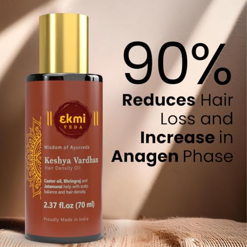 EKMIVEDA Ayurvedic Hair Growth Oil with Castor & Rosemary for Thicker Hair 2.37 Fl Oz