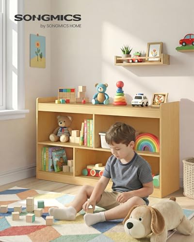 Kids Toy Storage Shelf Beech Beige - Montessori 5 Compartments