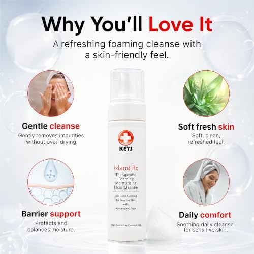 Keys Island Rx Therapeutic Foaming Facial Cleanser 8 Oz - Deep Clean & Calm Skin