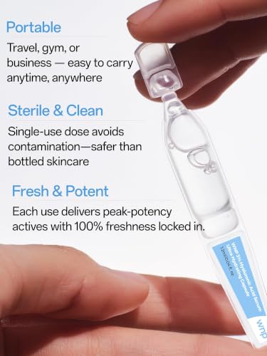 Hyaluronic Acid Face Serum Ampoules - Hydrating 3% 60 Vials for Dry Skin