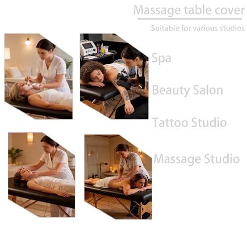Waterproof Massage Table Cover - Black PU Leather, Elastic Fit, Professional Spa & Therapy Bed Protector