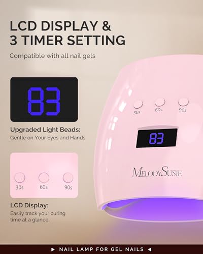 MelodySusie 54W Pink UV/LED Nail Lamp P-Plus30I with Detachable Base for Gel Curing