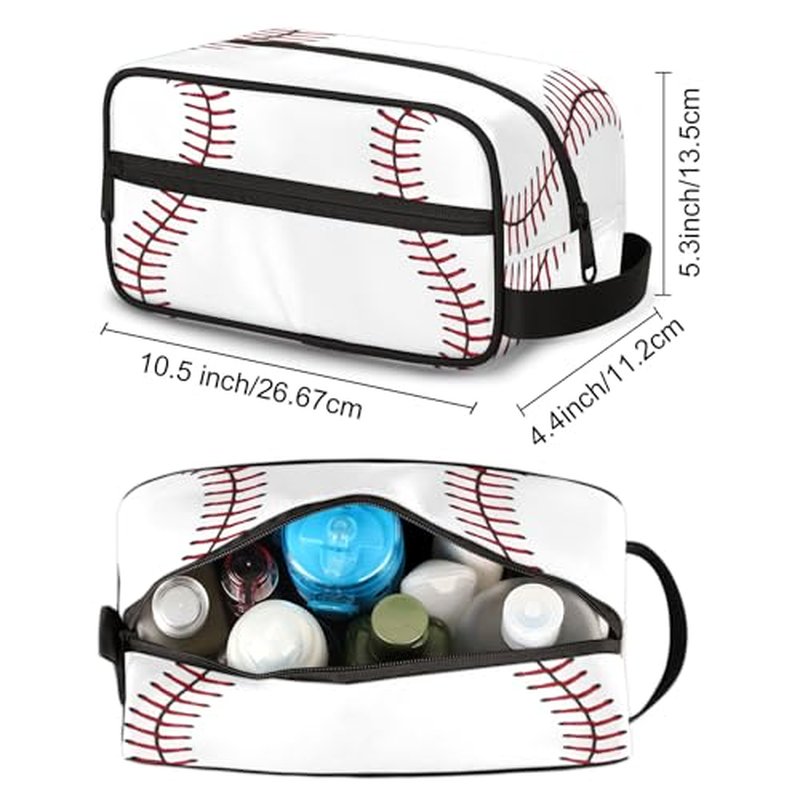 Bardic Kids Travel Toiletry Bag for boys - Baseball Hanging Toiletry Bag Softball Texture Ball Kindle Dopp Kit Cosmetic Organizer Makeup Bag Shower Shaving Bag for Men Women Travel Essential