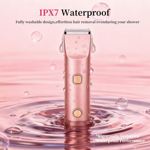 Bikini Trimmer for Women - Painless Electric Shaver, Travel Cordless Shaving Kit, 2-in-1 Shaver, IPX7 Waterproof, Easy to Clean, Compact and Portable, USB Rechargeable, PINK