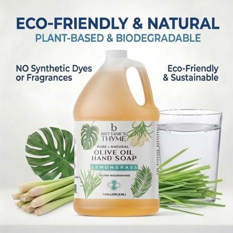 Castile Liquid Soap with Lemongrass – 128 Fl Oz / 1 Gallon (Pack of 1)