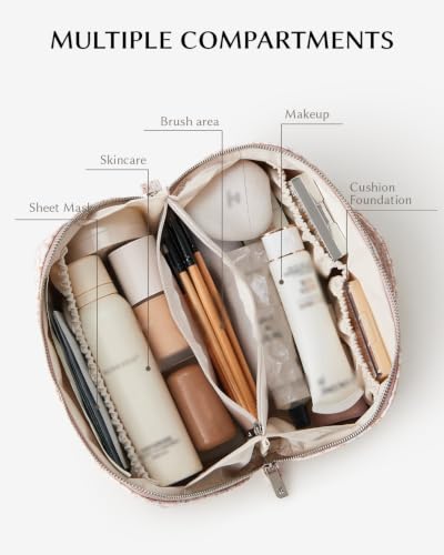 Pink Floral Waterproof Makeup Bag for Travel & Organization - Medium Variation