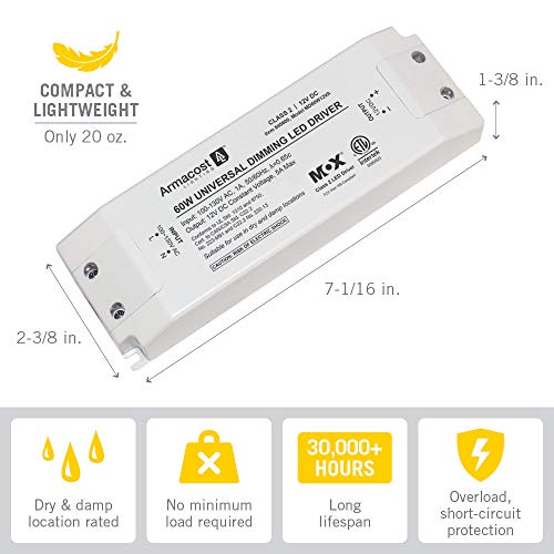 60W Dimmable LED Driver 12V DC Universal Power Supply for LED Lighting