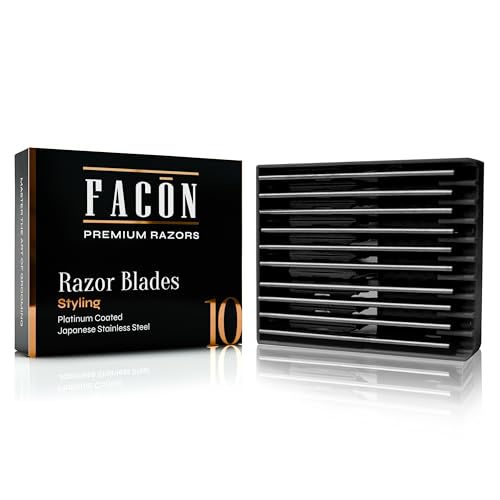 Fac?n Professional Hair Styling Razor Replacement Blades, Faether Razor Blades for Thinning Texturizing Layering Cutting Hair, Premium Platinum Japanese Stainless Steel for Salon Hairstyling- 10 Count