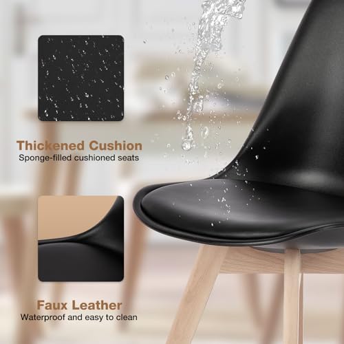 Black Modern Dining Chairs Set of 4 with Wood Legs | OLIXIS