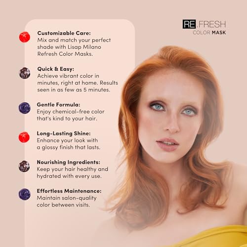 Lisap Red Color Depositing Hair Mask - Deep Conditioning & Shine, 8.45 oz